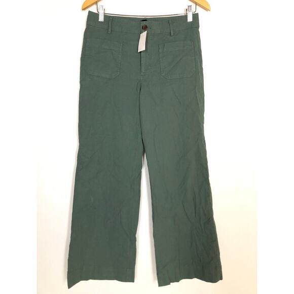 J. Crew Lizzie Pants High Rise Patch Pocket Wide Leg  Pale Spinach NWT 28P - Picture 4 of 9